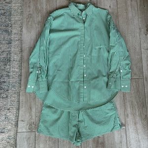 Daily Drills Green Stripe Poplin Shirt & Shorts